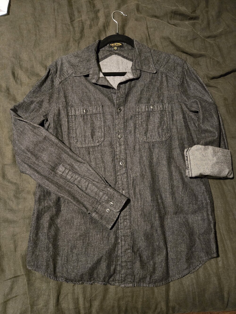 Flint and Tinder Long Sleeve Work Shirt | Dark Charcoal / Washed Black